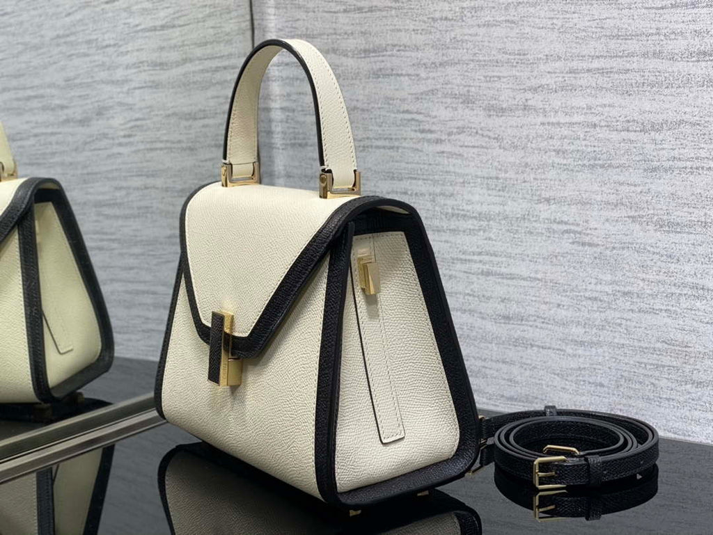 Valextra Iside Top Handle Mini Bag WBES0036028 White& Black
