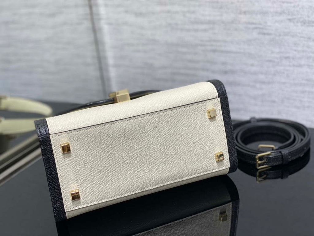 Valextra Iside Top Handle Mini Bag WBES0036028 White& Black