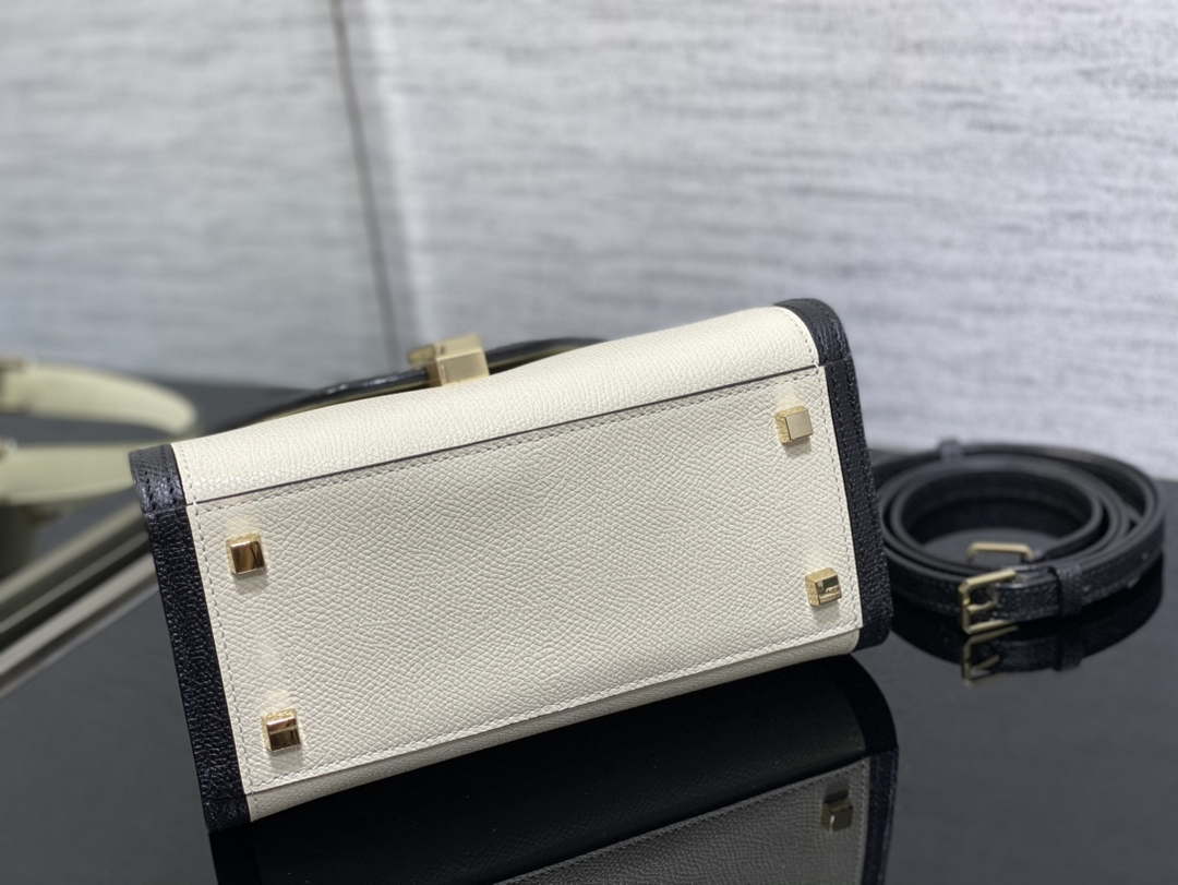 Valextra Iside Top Handle Mini Bag WBES0036028 White& Black