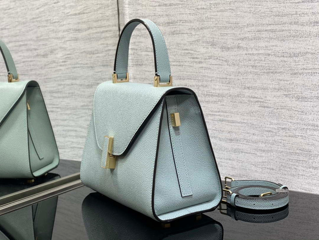 Valextra Iside Top Handle Mini Bag WBES0036028 elephant Blue