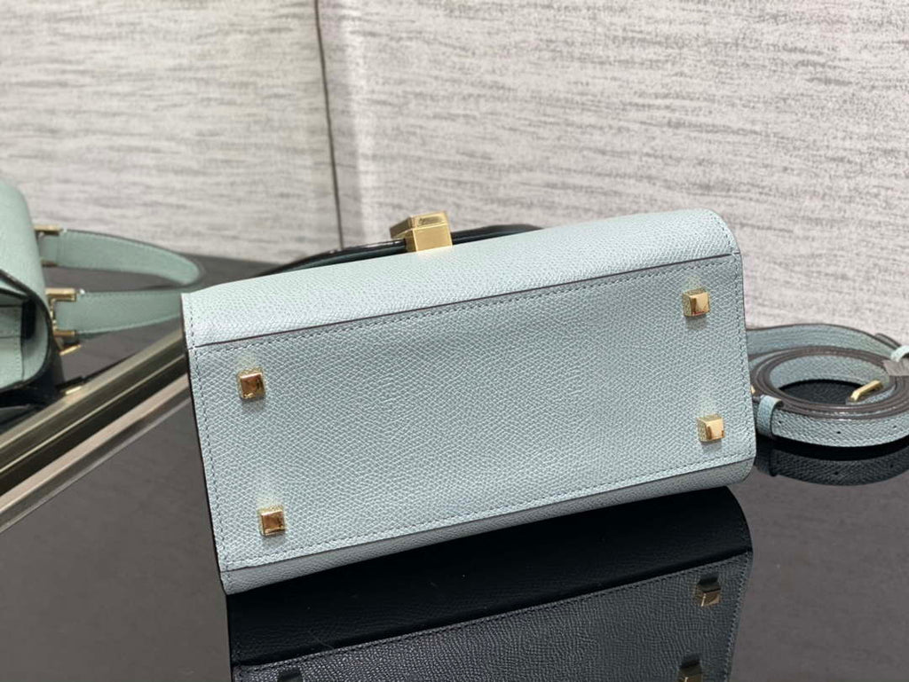 Valextra Iside Top Handle Mini Bag WBES0036028 elephant Blue