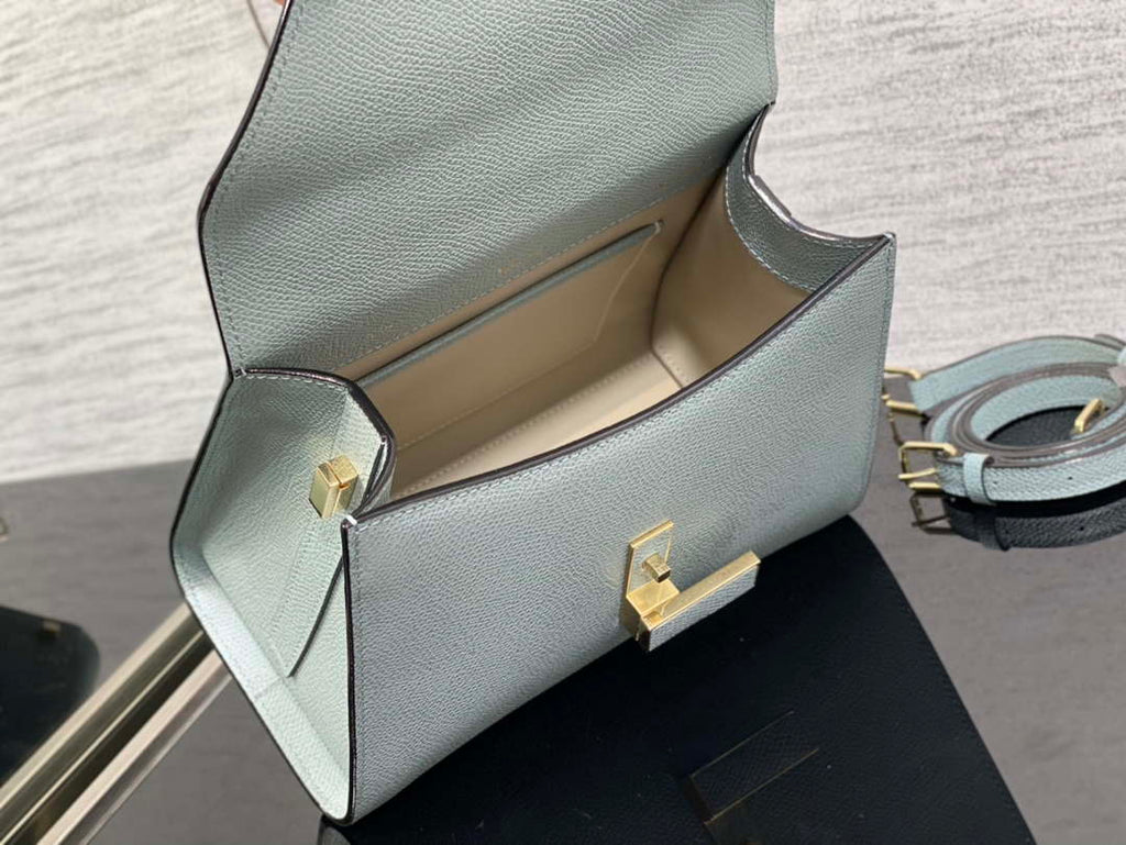 Valextra Iside Top Handle Mini Bag WBES0036028 elephant Blue