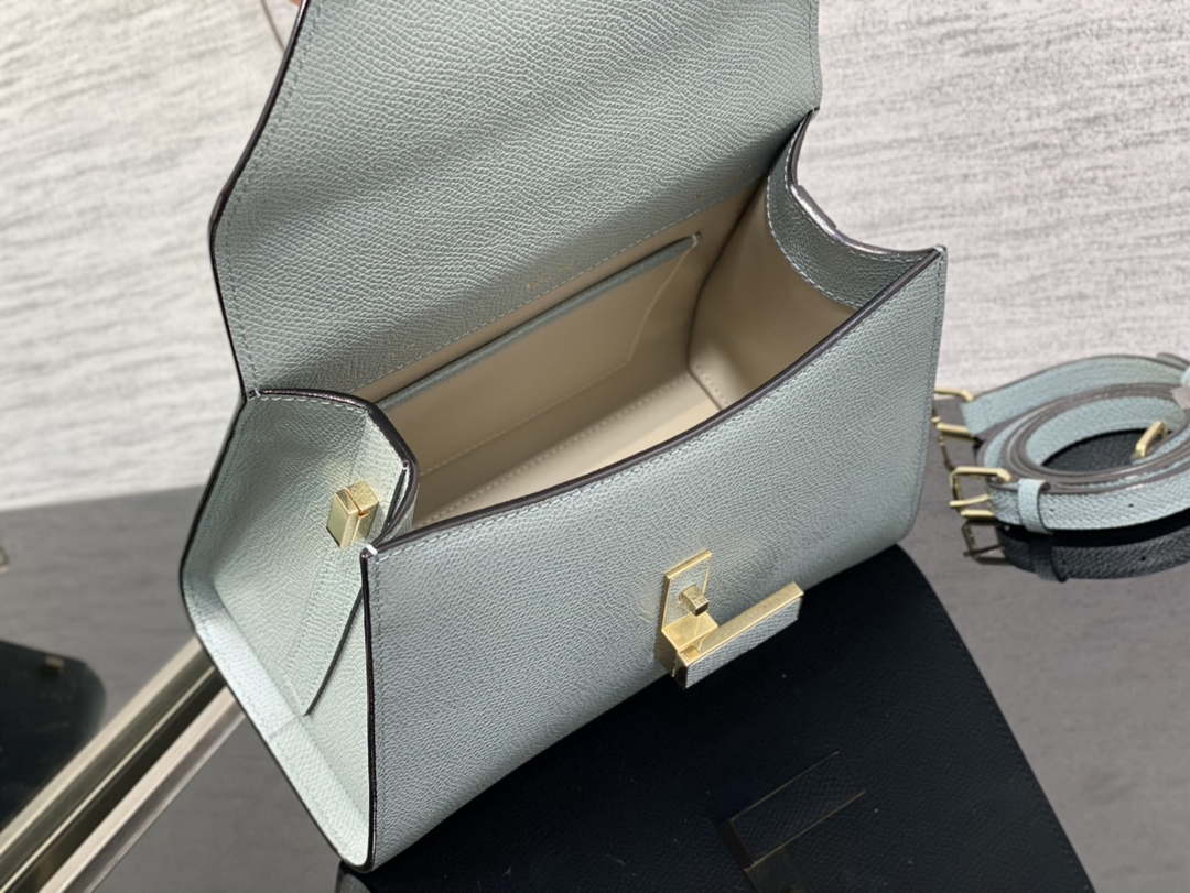 Valextra Iside Top Handle Mini Bag WBES0036028 elephant Blue