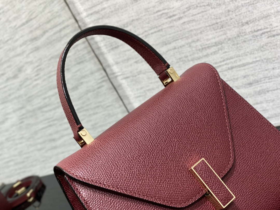 Valextra Iside Top Handle Mini Bag WBES0036028 Wine Red