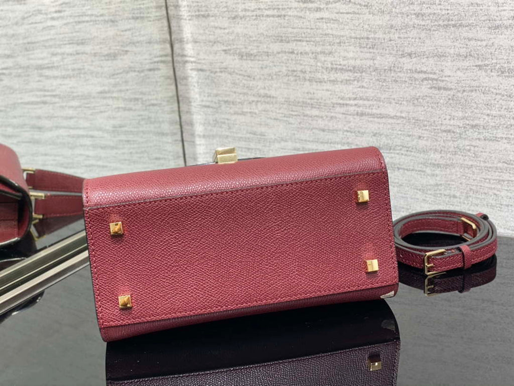 Valextra Iside Top Handle Mini Bag WBES0036028 Wine Red