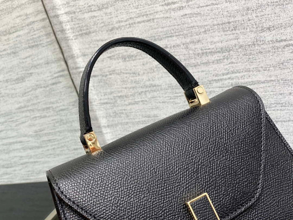 Valextra WBES0036028 Iside Top Handle micro Bag Black