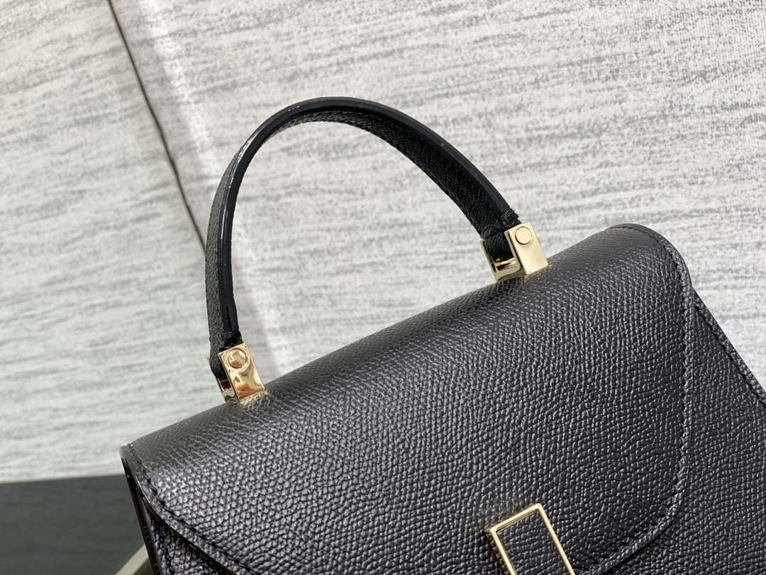 Valextra WBES0036028 Iside Top Handle micro Bag Black