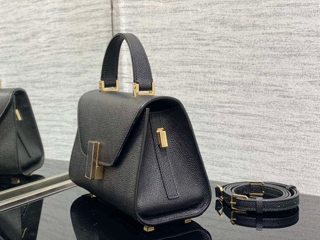 Valextra WBES0036028 Iside Top Handle micro Bag Black