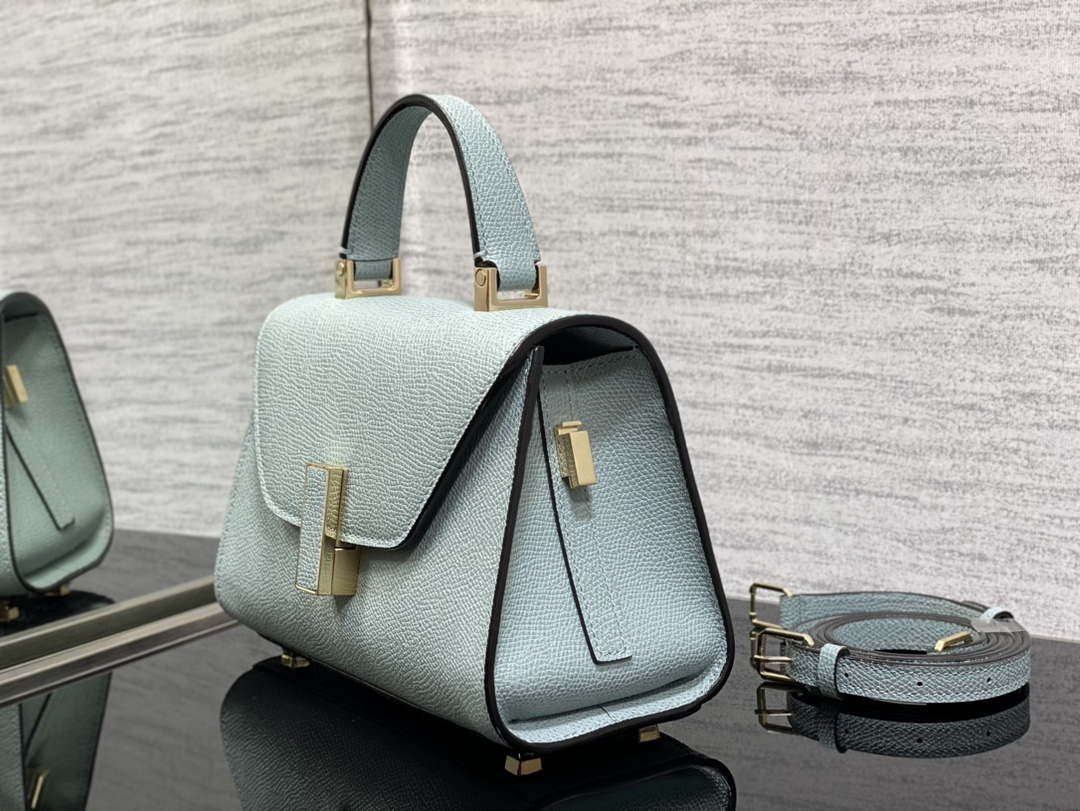 Valextra WBES0036028 Iside Top Handle micro Bag Light Blue
