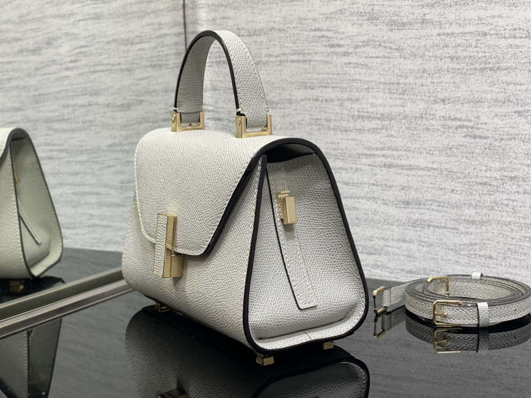 Valextra WBES0036028 Iside Top Handle micro Bag Light Gray