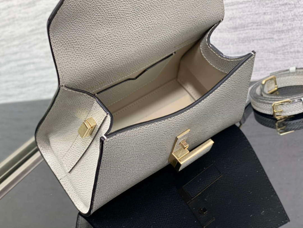 Valextra WBES0036028 Iside Top Handle micro Bag Light Gray
