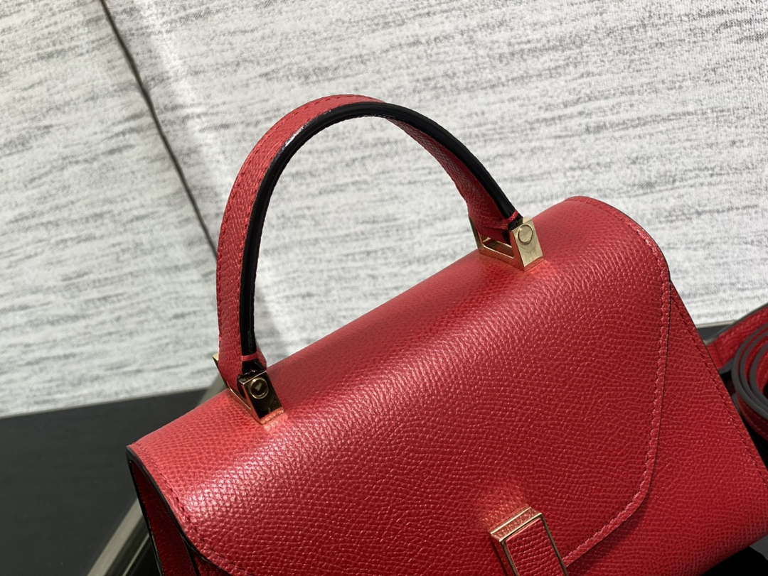 Valextra WBES0036028 Iside Top Handle micro Bag Red
