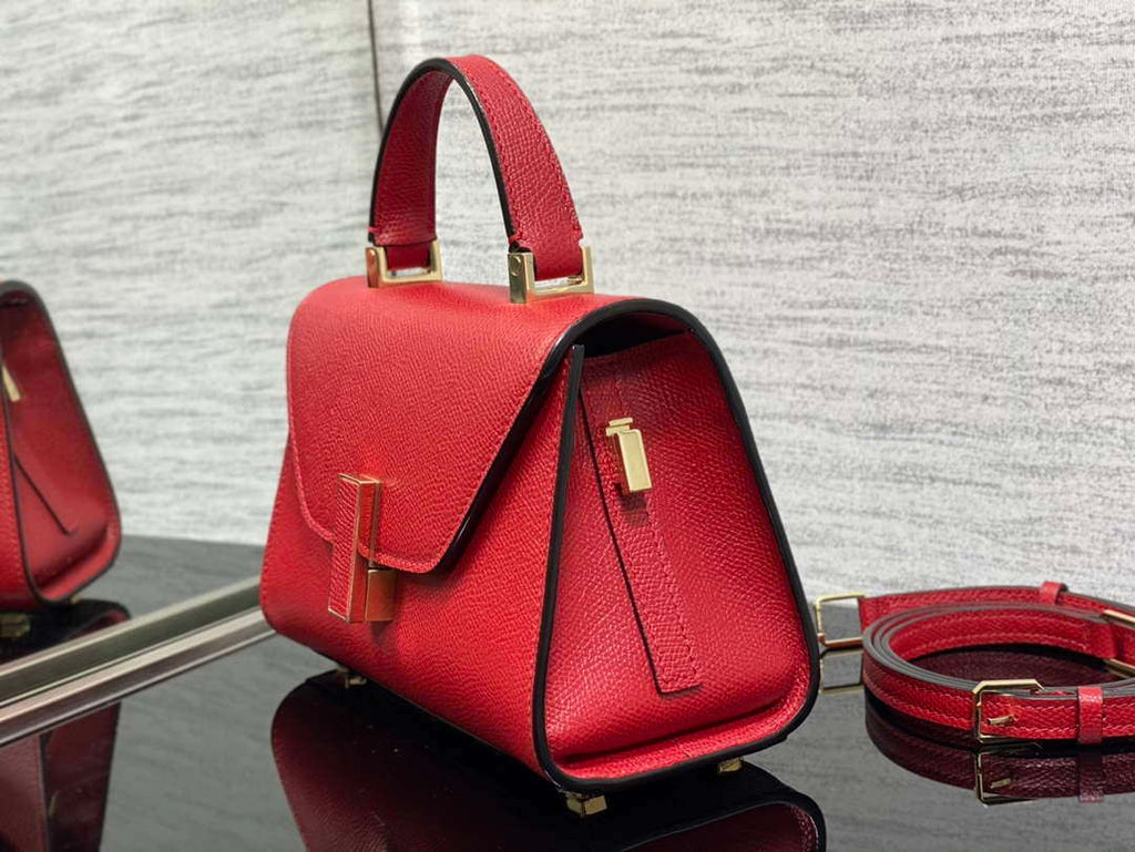 Valextra WBES0036028 Iside Top Handle micro Bag Red