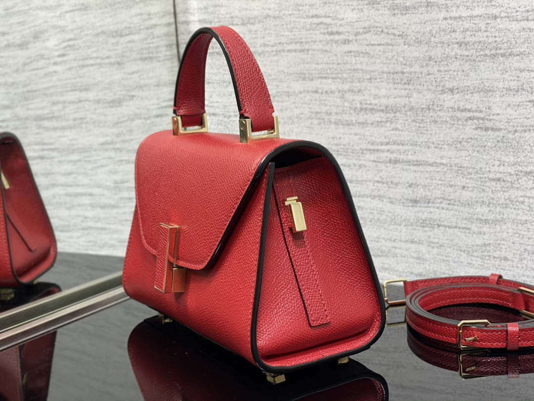 Valextra WBES0036028 Iside Top Handle micro Bag Red