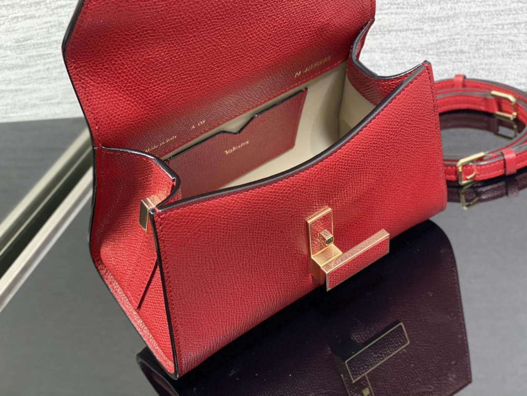 Valextra WBES0036028 Iside Top Handle micro Bag Red