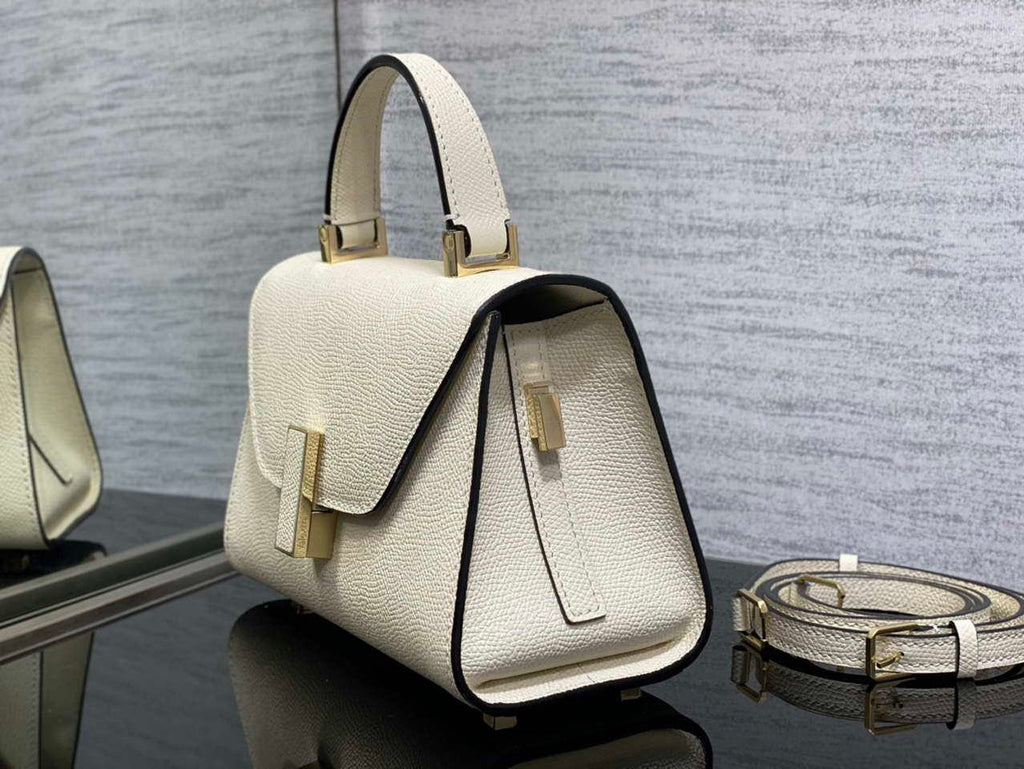 Valextra WBES0036028 Iside Top Handle micro Bag White