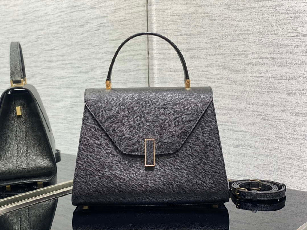 Valextra WBES0056028 Iside Top Handle Medium Bag Black