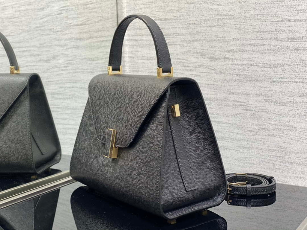 Valextra WBES0056028 Iside Top Handle Medium Bag Black