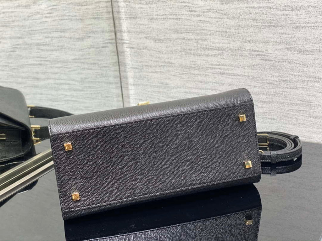 Valextra WBES0056028 Iside Top Handle Medium Bag Black