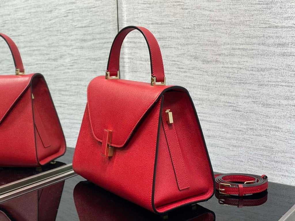 Valextra WBES0056028 Iside Top Handle Medium Bag Red