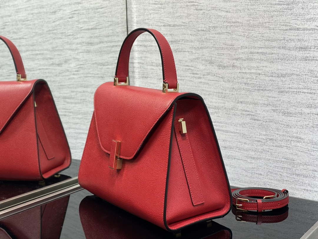Valextra WBES0056028 Iside Top Handle Medium Bag Red