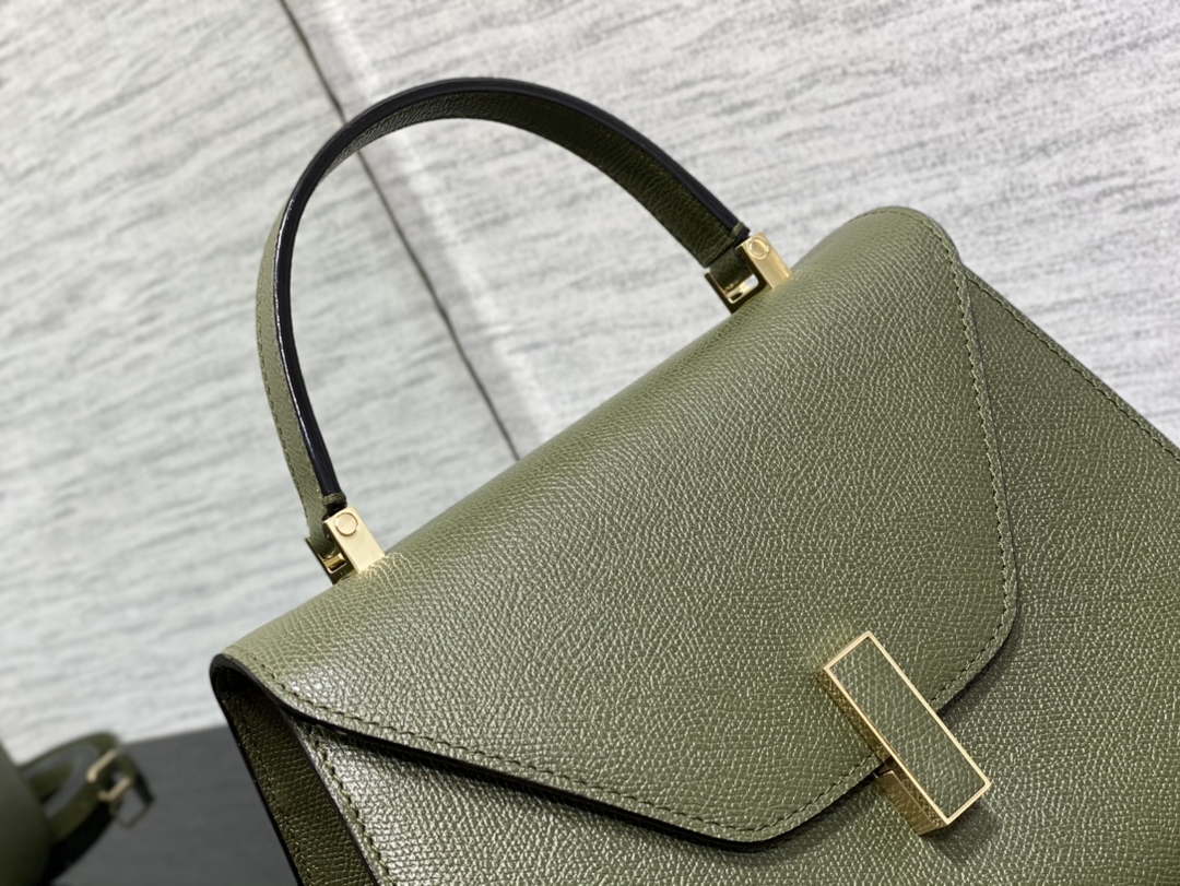 Valextra WBES0056028 Iside Top Handle Medium Bag Green