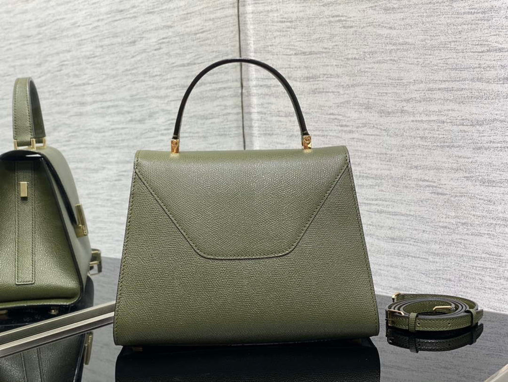 Valextra WBES0056028 Iside Top Handle Medium Bag Green