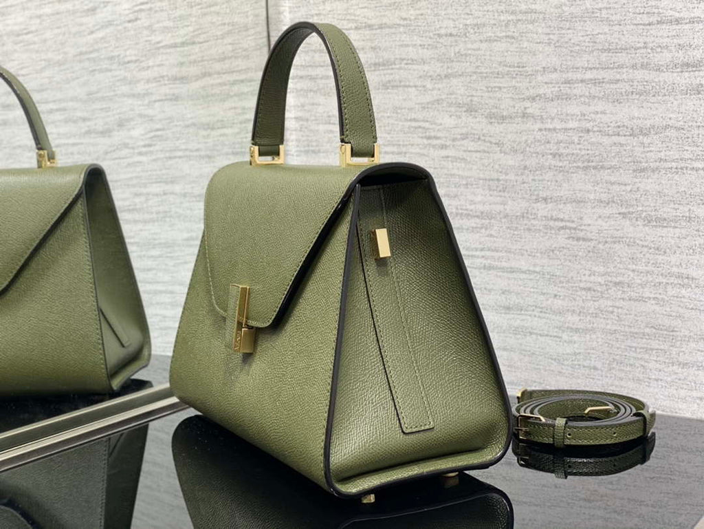Valextra WBES0056028 Iside Top Handle Medium Bag Green