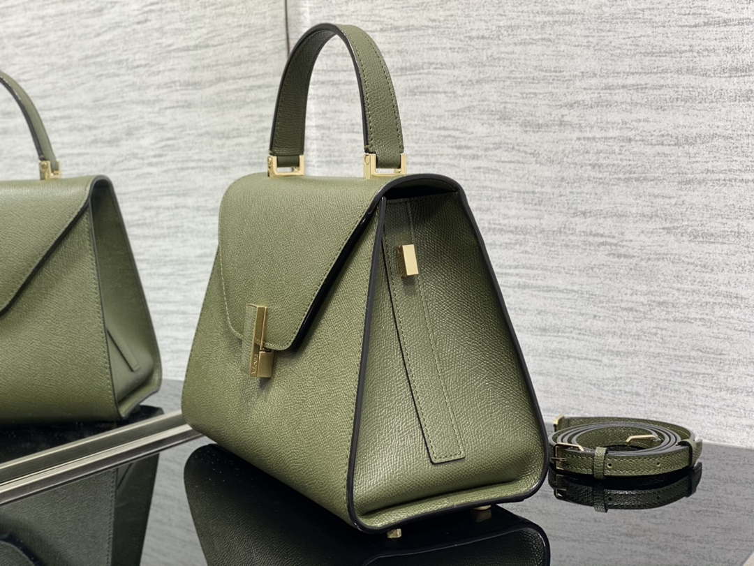 Valextra WBES0056028 Iside Top Handle Medium Bag Green