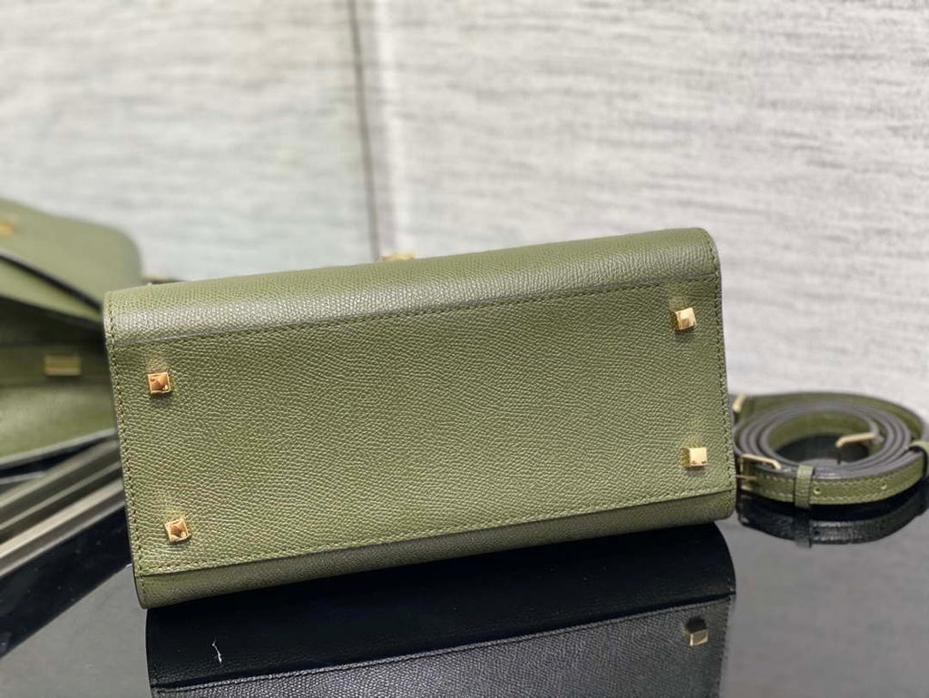 Valextra WBES0056028 Iside Top Handle Medium Bag Green