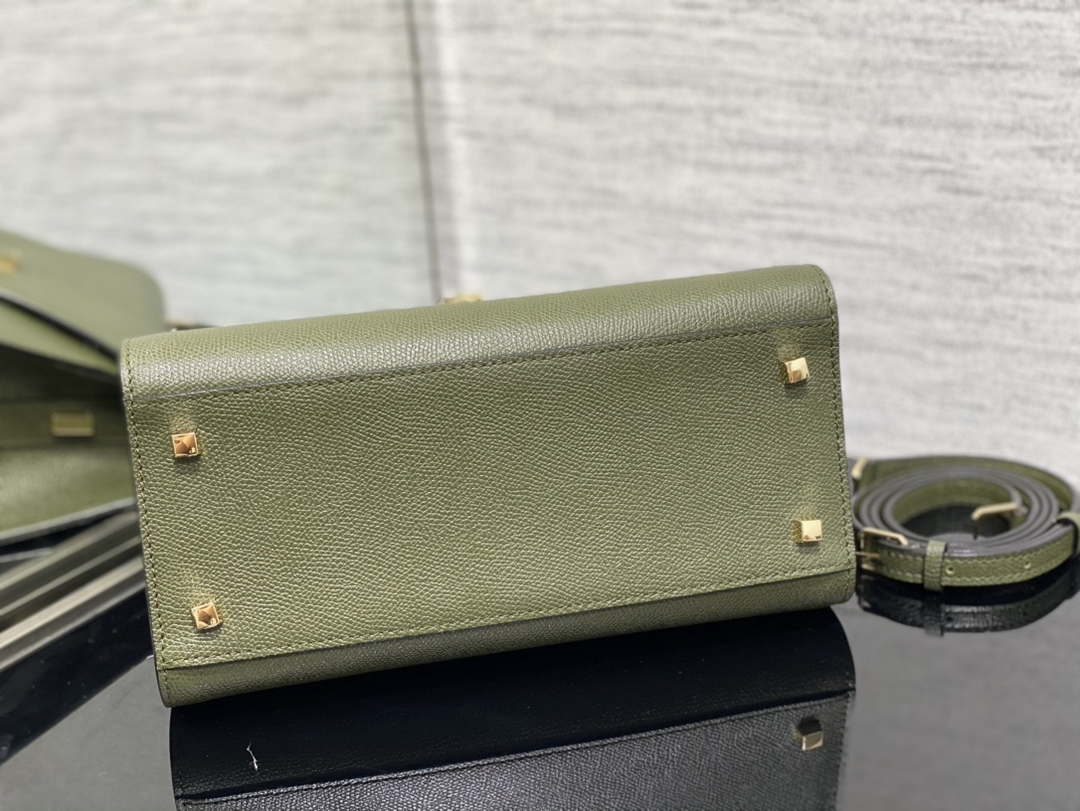 Valextra WBES0056028 Iside Top Handle Medium Bag Green