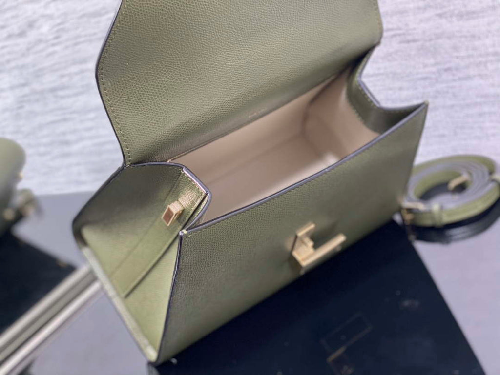 Valextra WBES0056028 Iside Top Handle Medium Bag Green