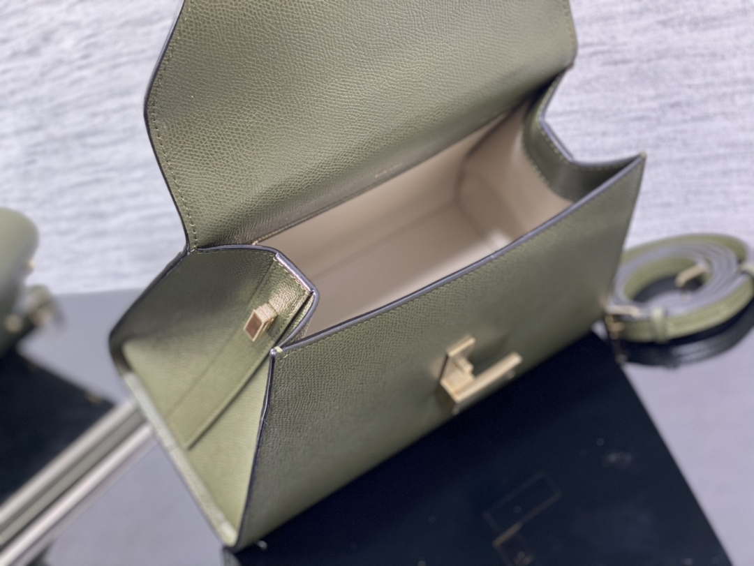 Valextra WBES0056028 Iside Top Handle Medium Bag Green
