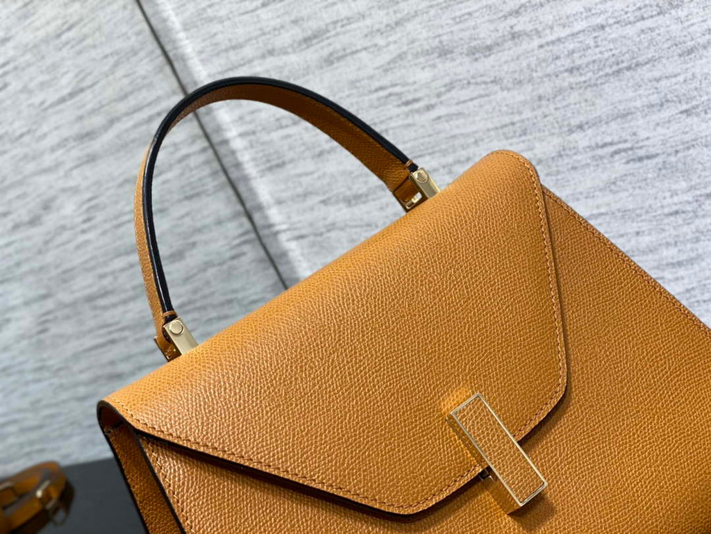 Valextra WBES0056028 Iside Top Handle Medium Bag Tan