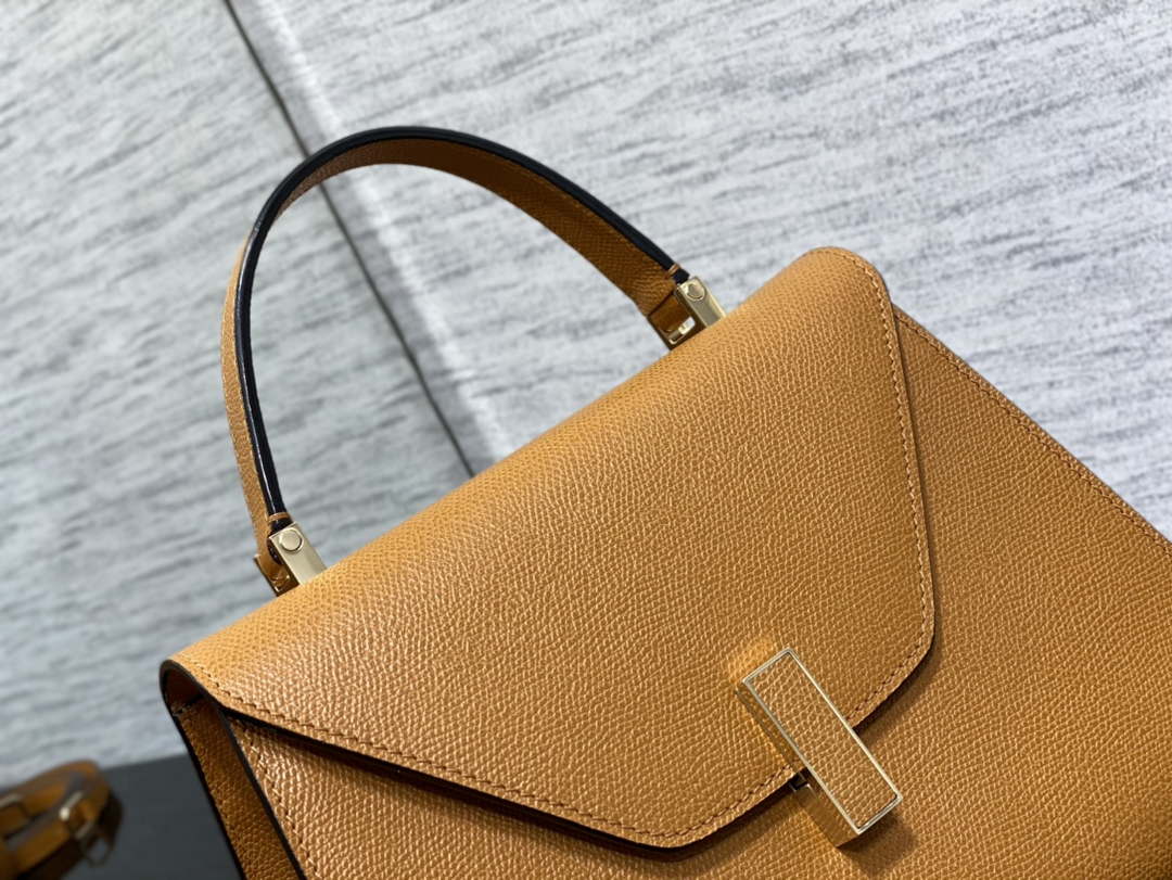 Valextra WBES0056028 Iside Top Handle Medium Bag Tan