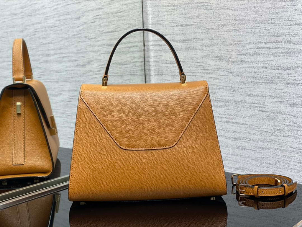 Valextra WBES0056028 Iside Top Handle Medium Bag Tan