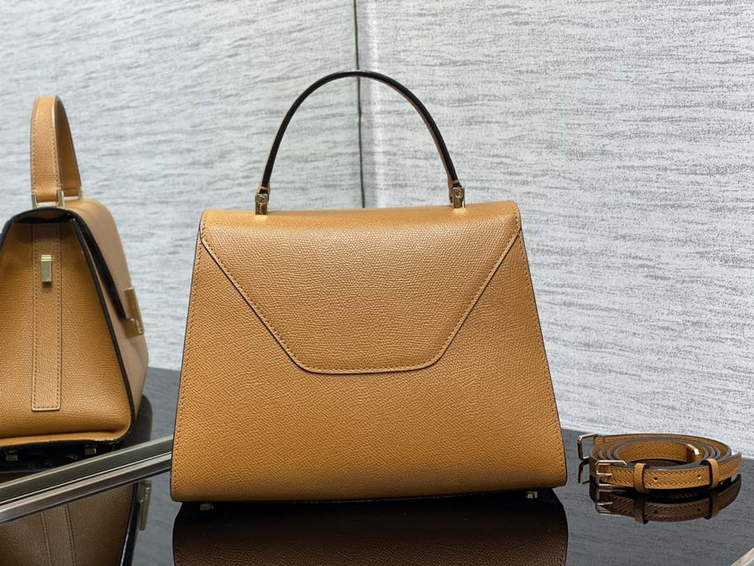 Valextra WBES0056028 Iside Top Handle Medium Bag Tan