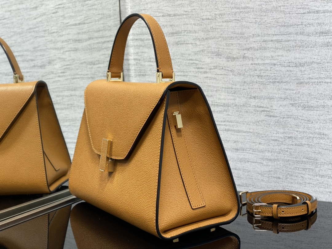 Valextra WBES0056028 Iside Top Handle Medium Bag Tan