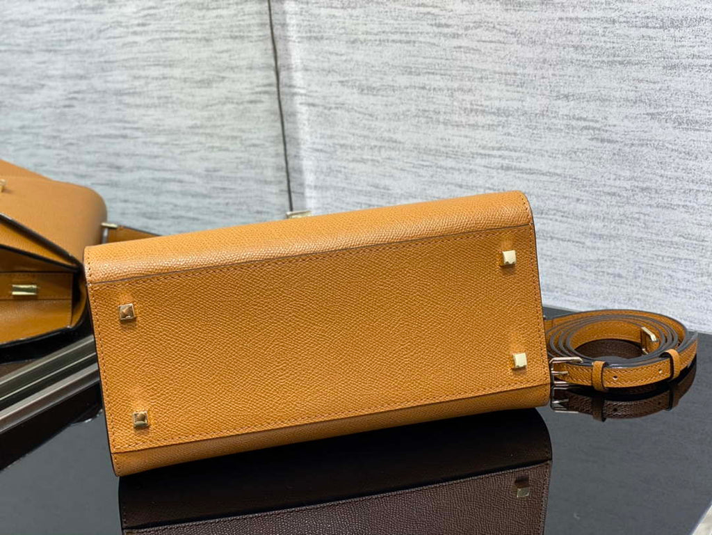 Valextra WBES0056028 Iside Top Handle Medium Bag Tan