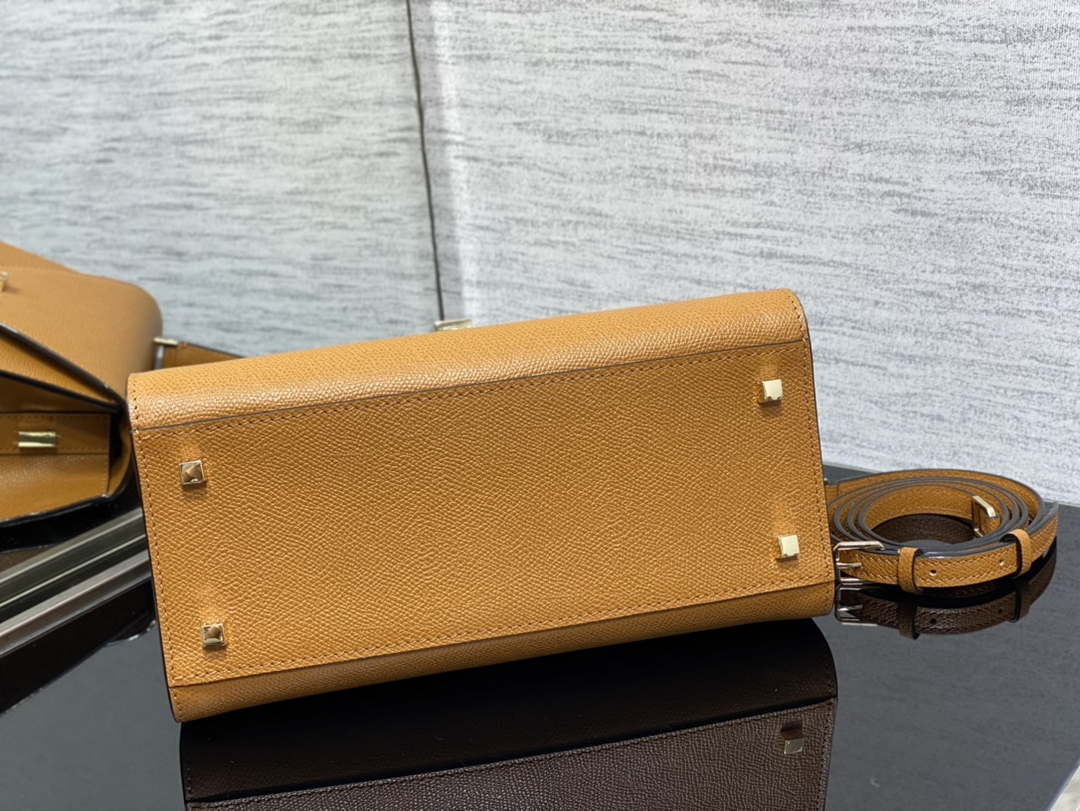 Valextra WBES0056028 Iside Top Handle Medium Bag Tan