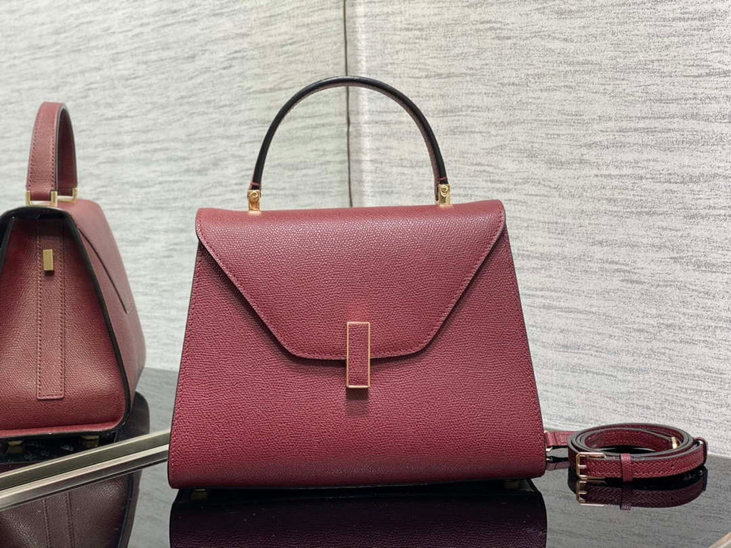 Valextra WBES0056028 Iside Top Handle Medium Bag Wine Red