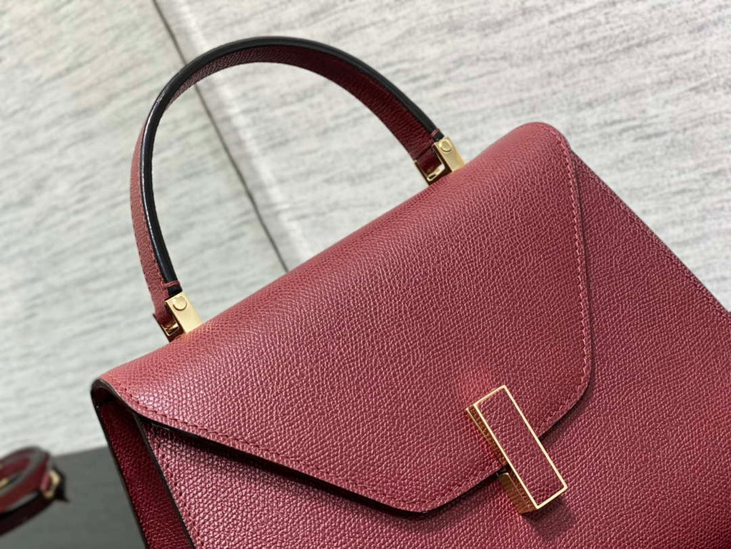 Valextra WBES0056028 Iside Top Handle Medium Bag Wine Red