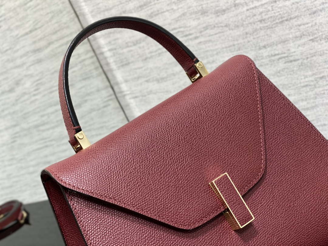 Valextra WBES0056028 Iside Top Handle Medium Bag Wine Red