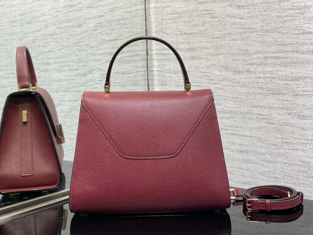 Valextra WBES0056028 Iside Top Handle Medium Bag Wine Red