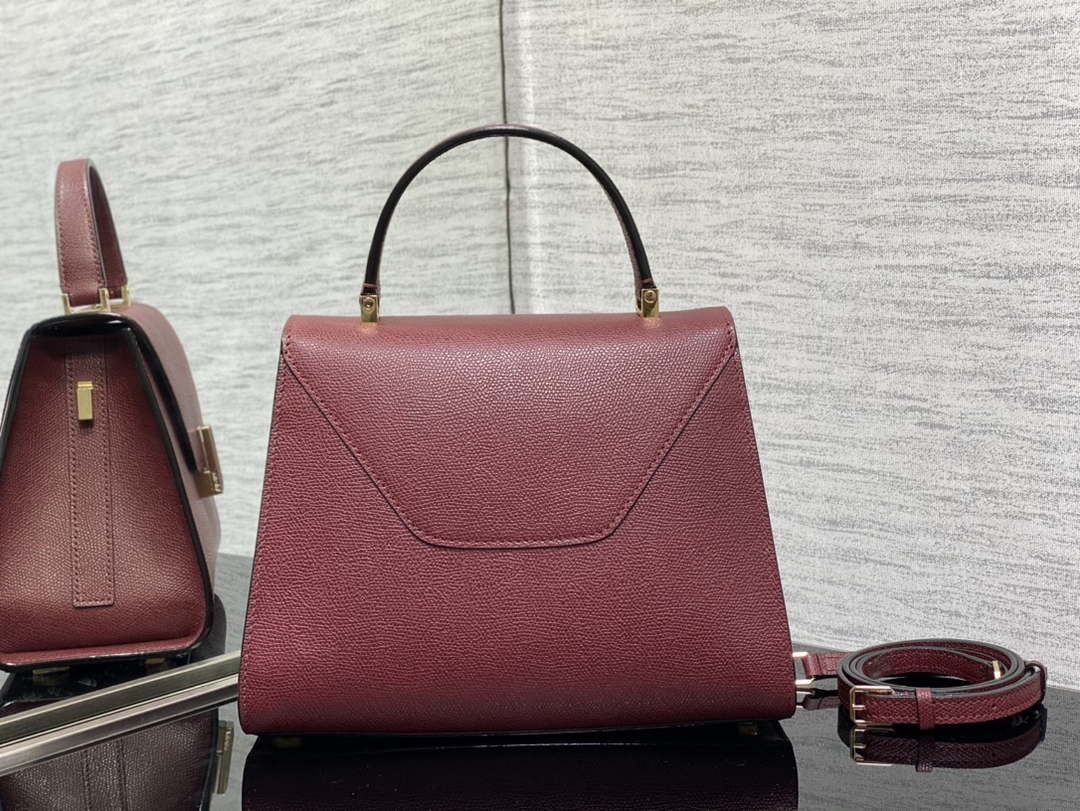 Valextra WBES0056028 Iside Top Handle Medium Bag Wine Red