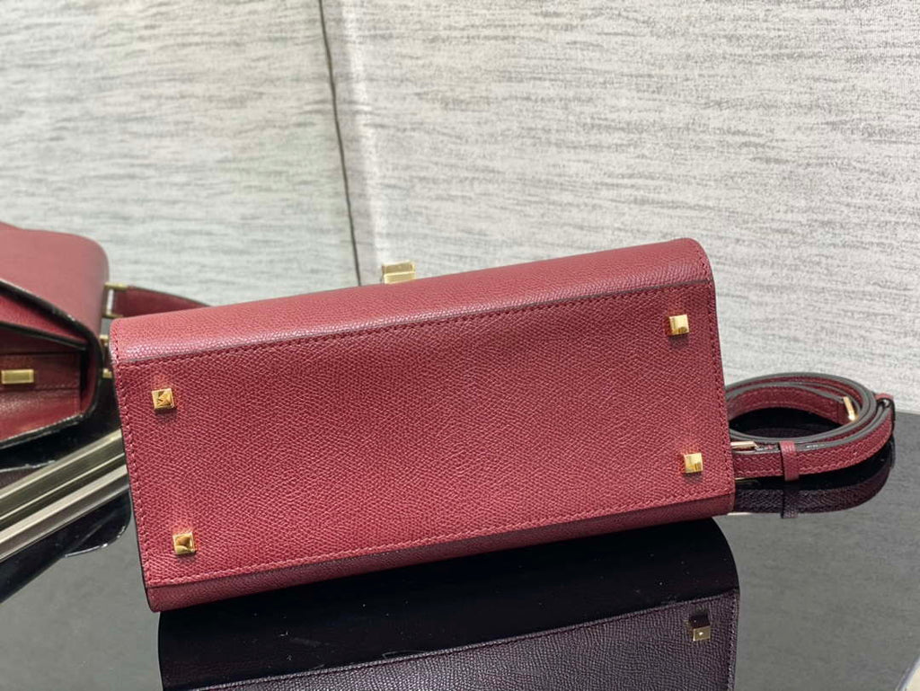 Valextra WBES0056028 Iside Top Handle Medium Bag Wine Red