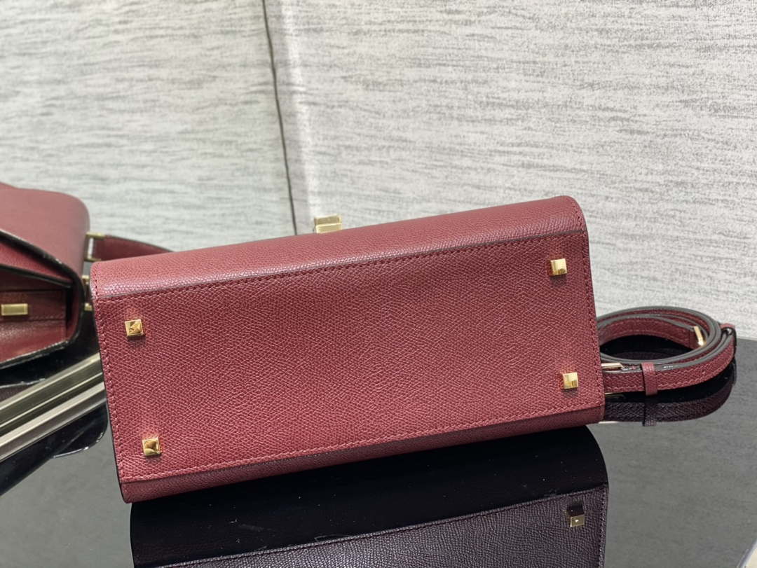 Valextra WBES0056028 Iside Top Handle Medium Bag Wine Red