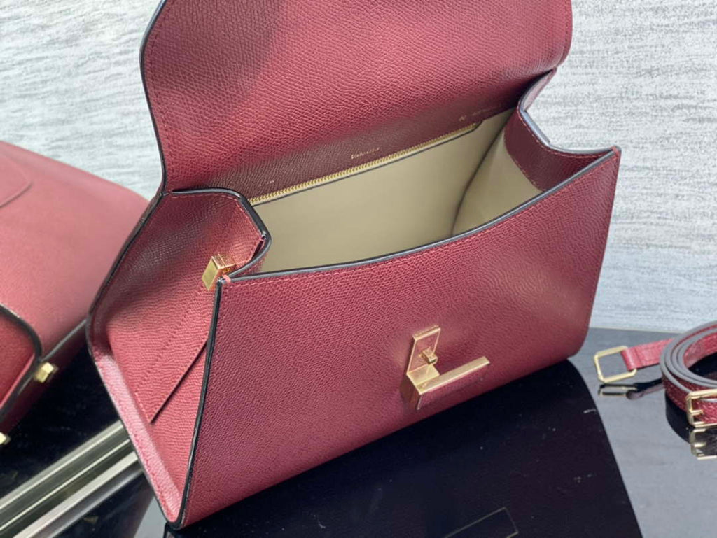 Valextra WBES0056028 Iside Top Handle Medium Bag Wine Red