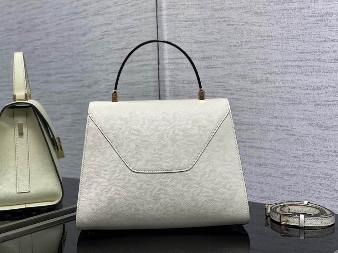 Valextra WBES0056028 Iside Top Handle Medium Bag White
