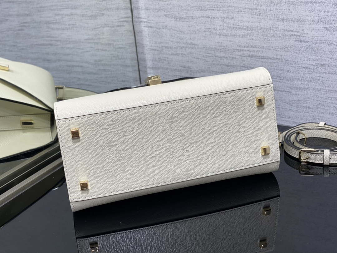 Valextra WBES0056028 Iside Top Handle Medium Bag White